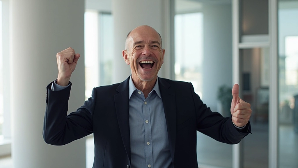 Yrkesperson uppnår framgång och firar karriärmilstolpe