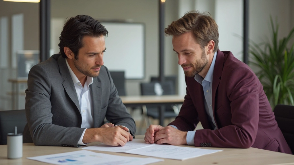 Professionell mentor och mentee i möte diskuterar karriärutveckling och lärandeplan