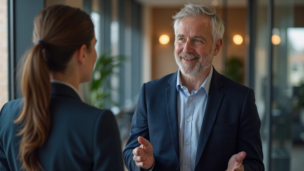 Erfaren ledare mentorerar yngre kollegor i ett modernt konferensrum med fokuserad uppmärksamhet