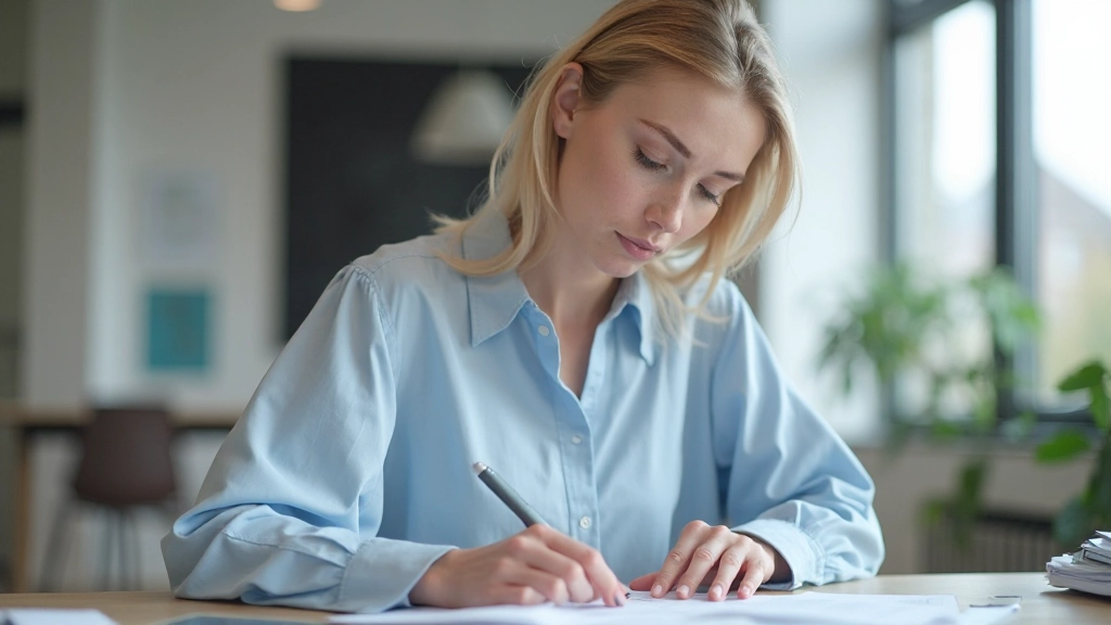 Yrkesperson som studerar och utvecklar professionella färdigheter på modern arbetsplats